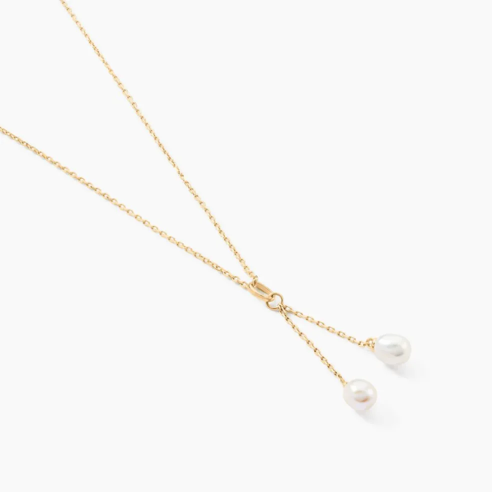 Collier Carrine 2 Fils Or Jaune Perle De Culture