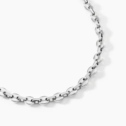 Collier Carrus Maille Grain De Cafe Argent Blanc