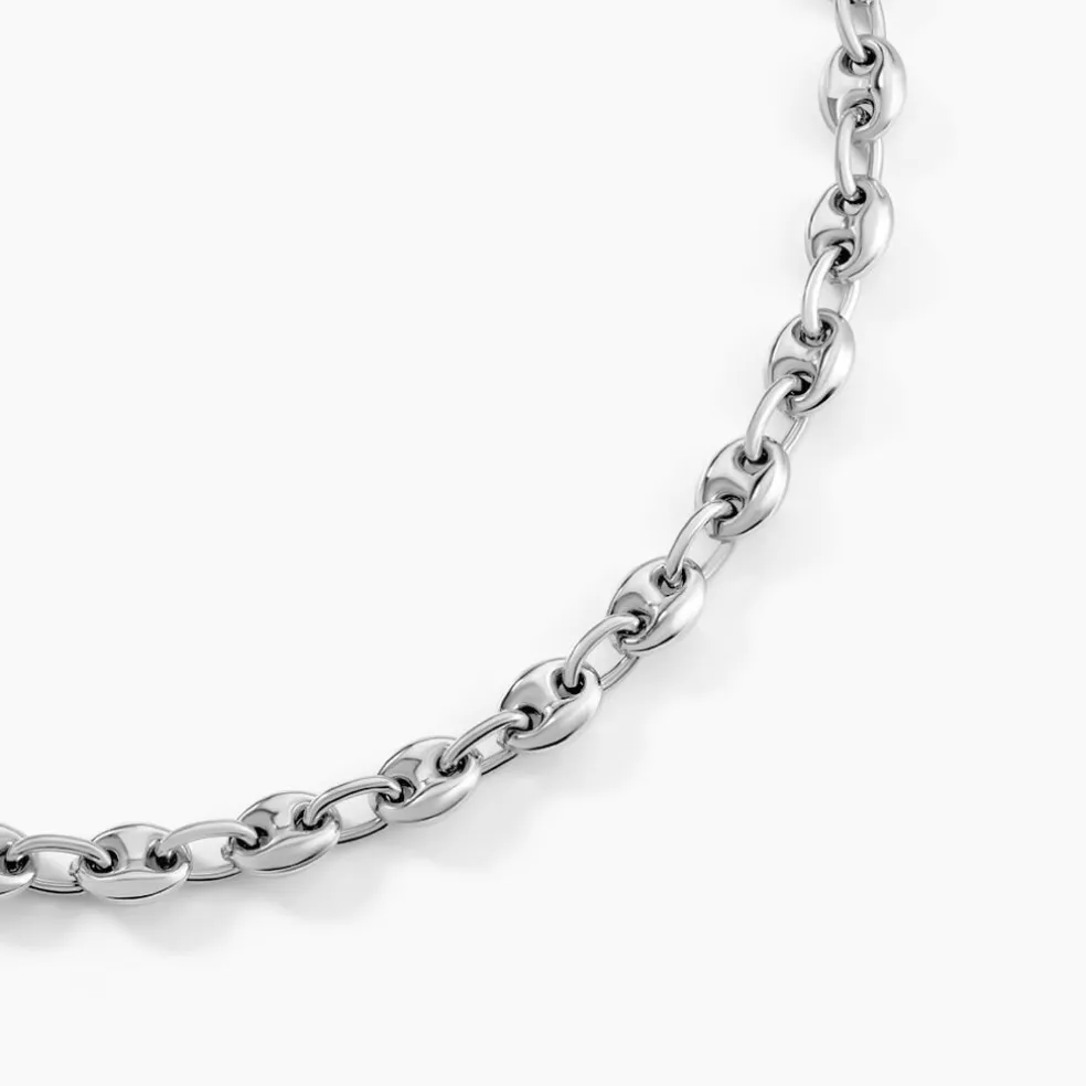 Collier Carrus Maille Grain De Cafe Argent Blanc