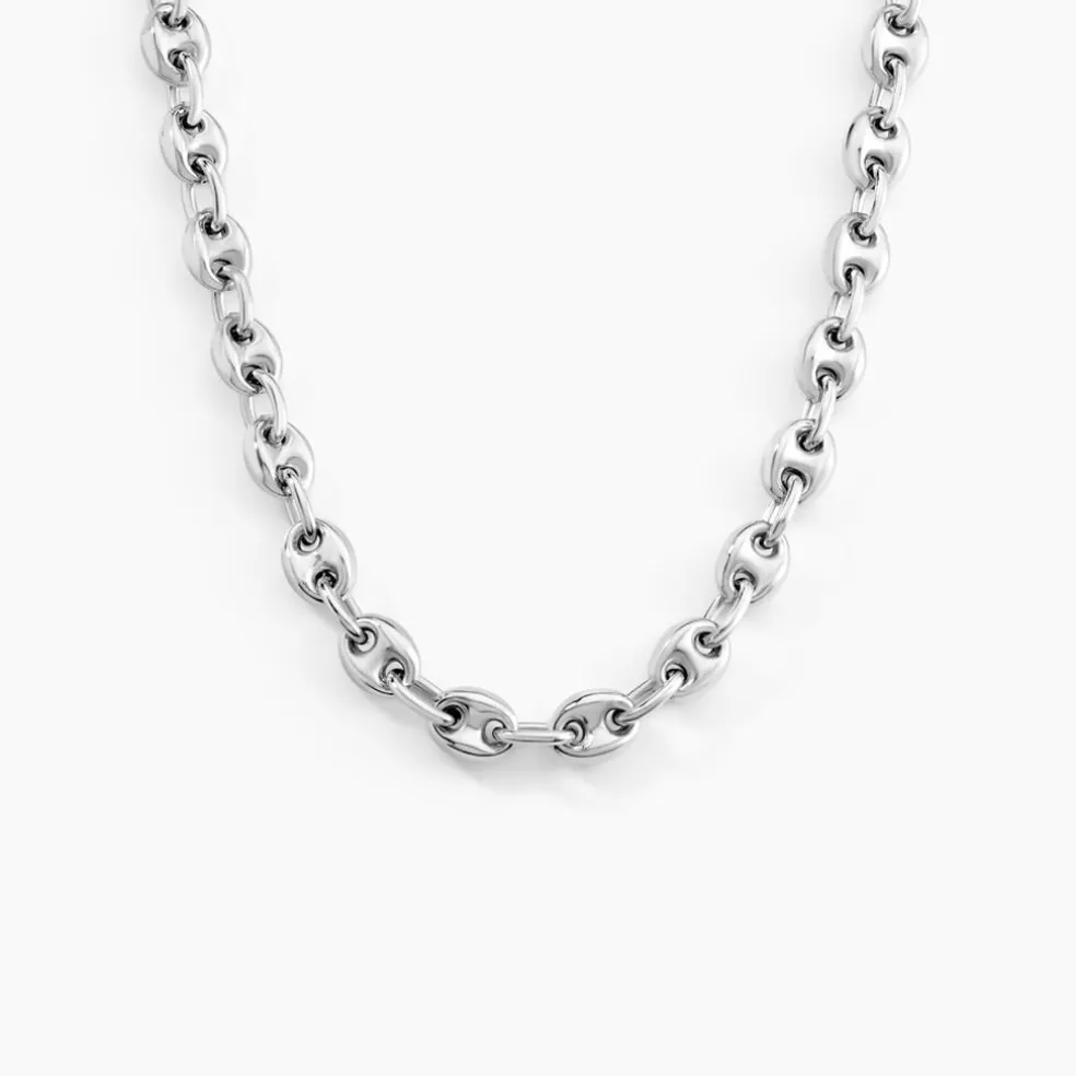 Collier Carrus Maille Grain De Cafe Argent Blanc
