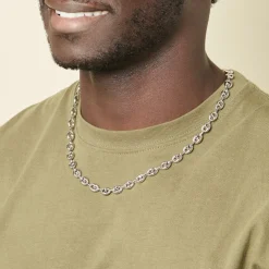 Collier Carrus Maille Grain De Cafe Argent Blanc