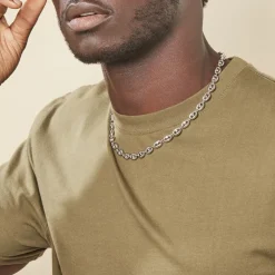 Collier Carrus Maille Grain De Cafe Argent Blanc