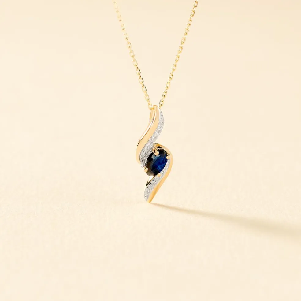 Collier Celestine Or Jaune Saphir Et Diamant