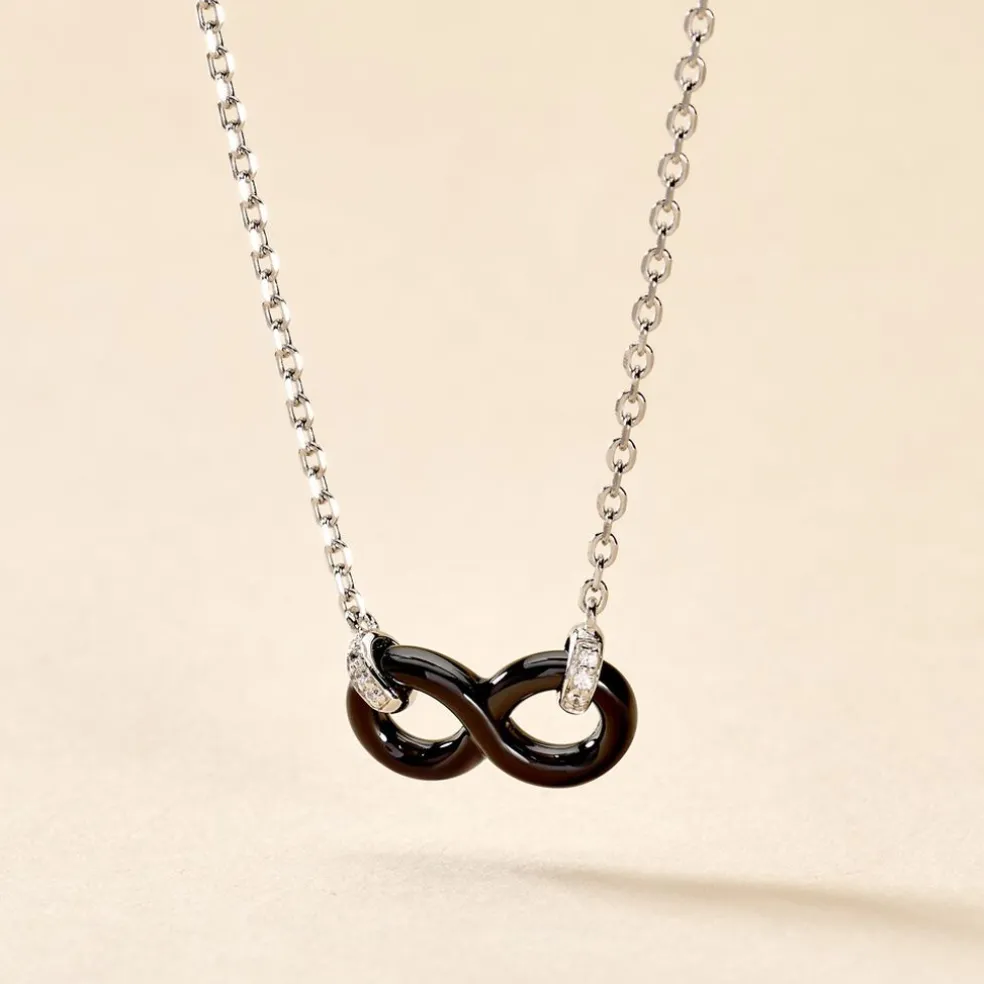 Collier Celinia Argent Blanc Céramique Et Oxyde De Zirconium