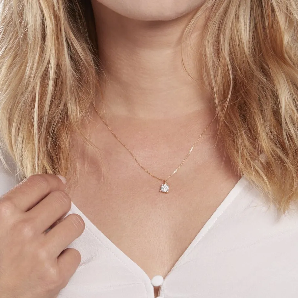 Collier Charlene Or Jaune Diamant Synthetique