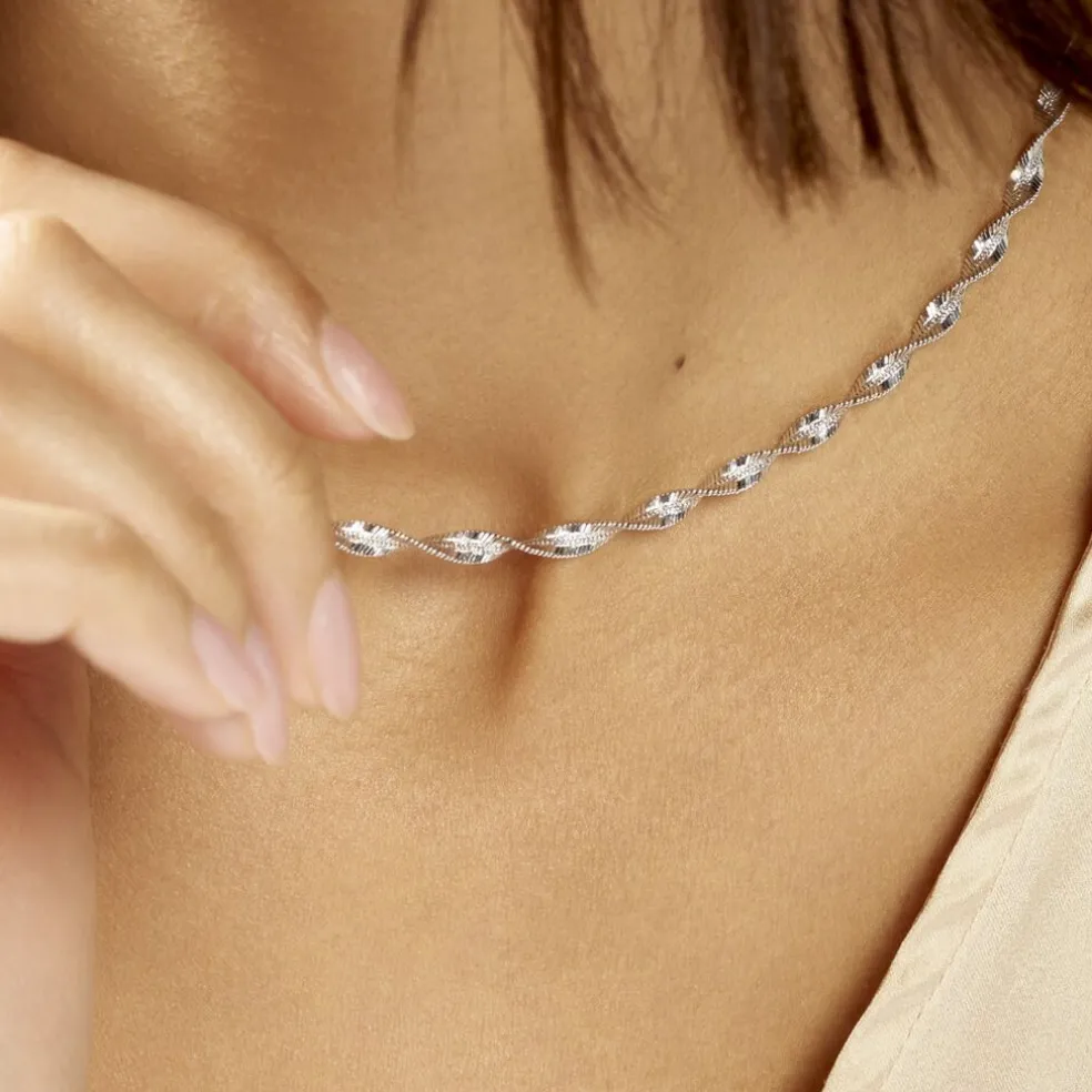 Collier Ciana Torsade Diamante Argent Blanc