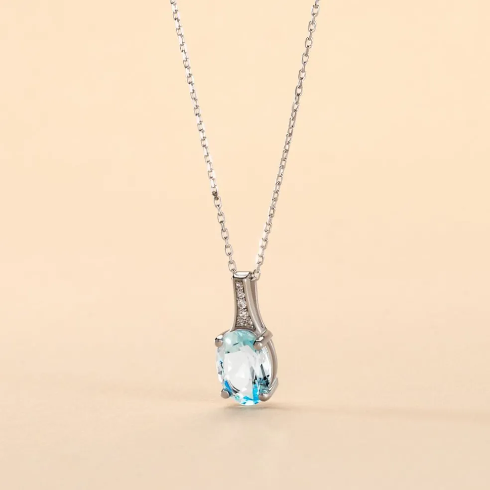 Collier Cindy Or Blanc Topaze Oxyde De Zirconium