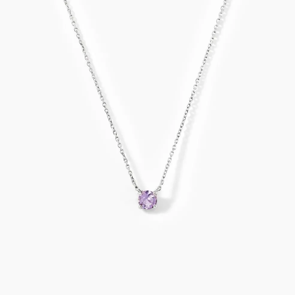 Collier Clair Or Blanc Amethyste