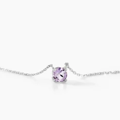 Collier Clair Or Blanc Amethyste