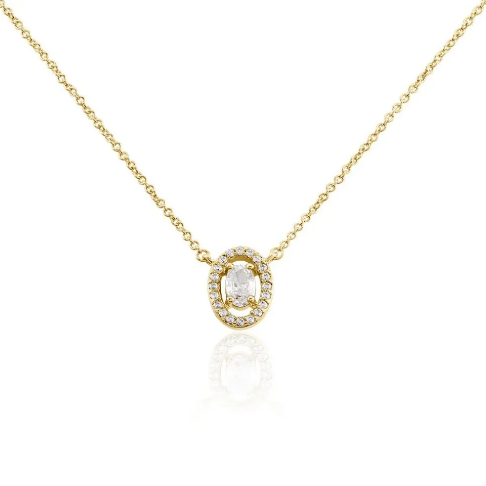 Collier Classical Plaqué Or Jaune Oxyde De Zirconium