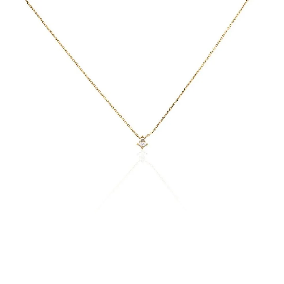 Collier éclat Perlé Plaqué Or Oxyde De Zirconium