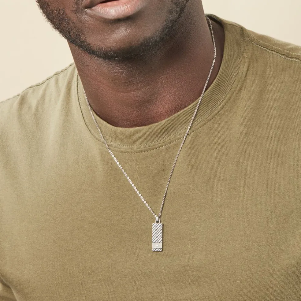 Collier Clement Acier Blanc Oxyde De Zirconium