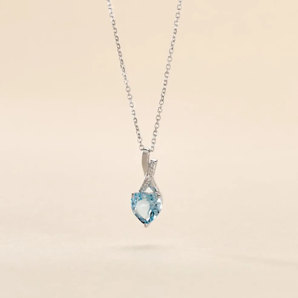 Collier Clothilde Or Blanc Topaze Et Oxyde De Zirconium