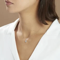 Collier Clothilde Or Blanc Topaze Et Oxyde De Zirconium