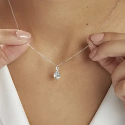 Collier Clothilde Or Blanc Topaze Et Oxyde De Zirconium