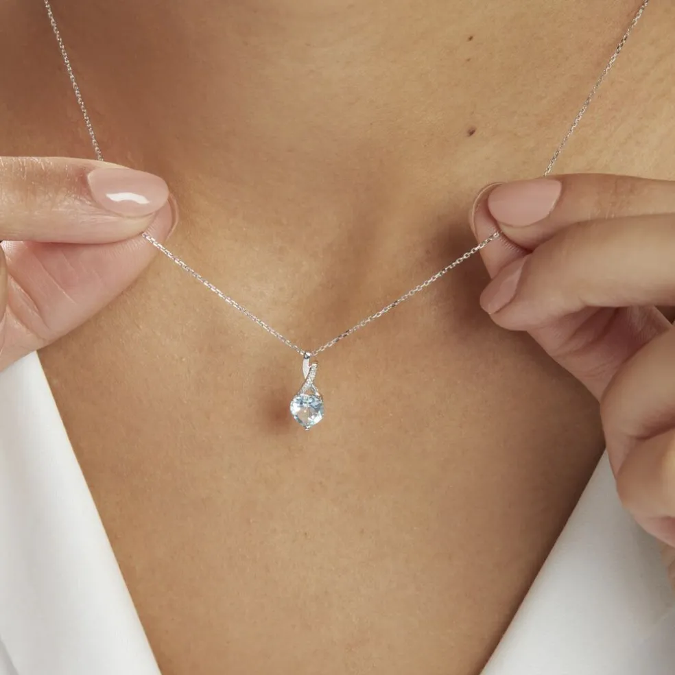 Collier Clothilde Or Blanc Topaze Et Oxyde De Zirconium