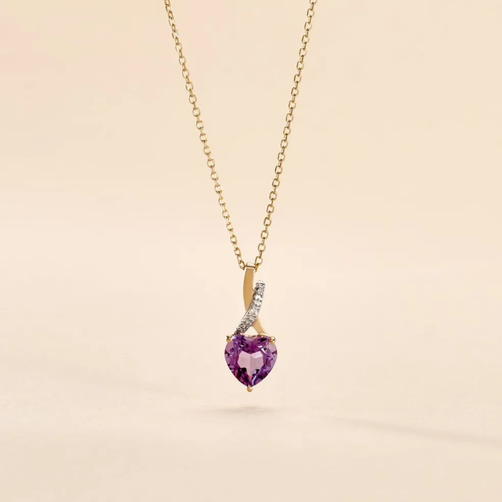 Collier Clothilde Or Jaune Amethyste Et Oxyde De Zirconium