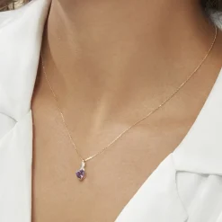Collier Clothilde Or Jaune Amethyste Et Oxyde De Zirconium