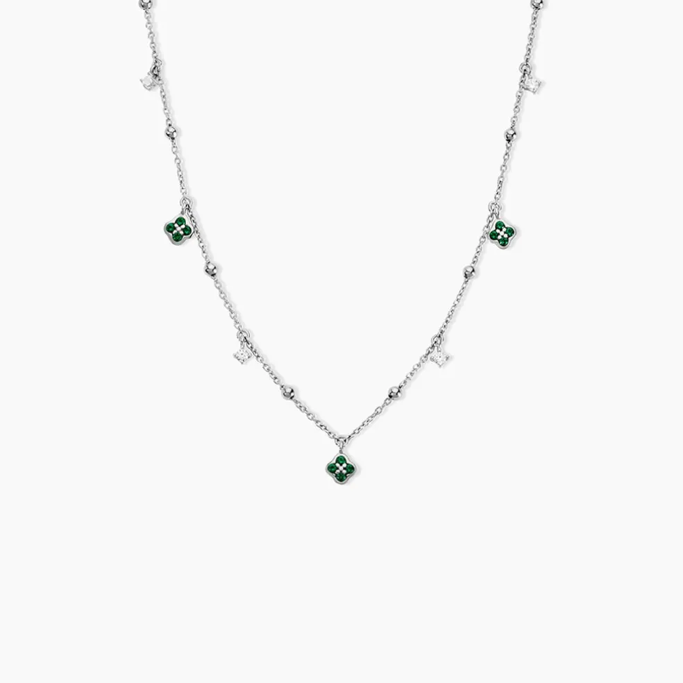 Collier Clova Argent Blanc Oxyde De Zirconium Pierre De Synthese