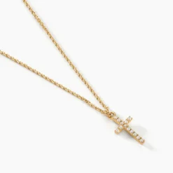 Collier Cobeia Croix Maille Forçat Or Jaune Oxyde De Zirconium