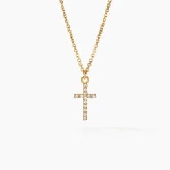 Collier Cobeia Croix Maille Forçat Or Jaune Oxyde De Zirconium