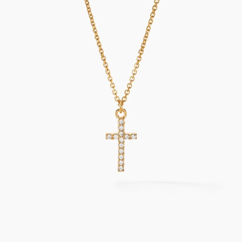 Collier Cobeia Croix Maille Forçat Or Jaune Oxyde De Zirconium