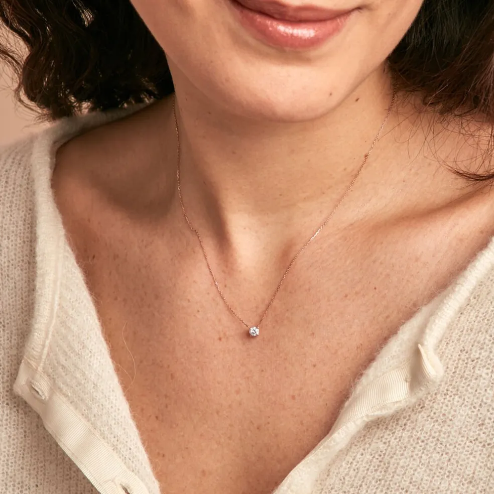 Collier Colby Or Rose Oxyde De Zirconium