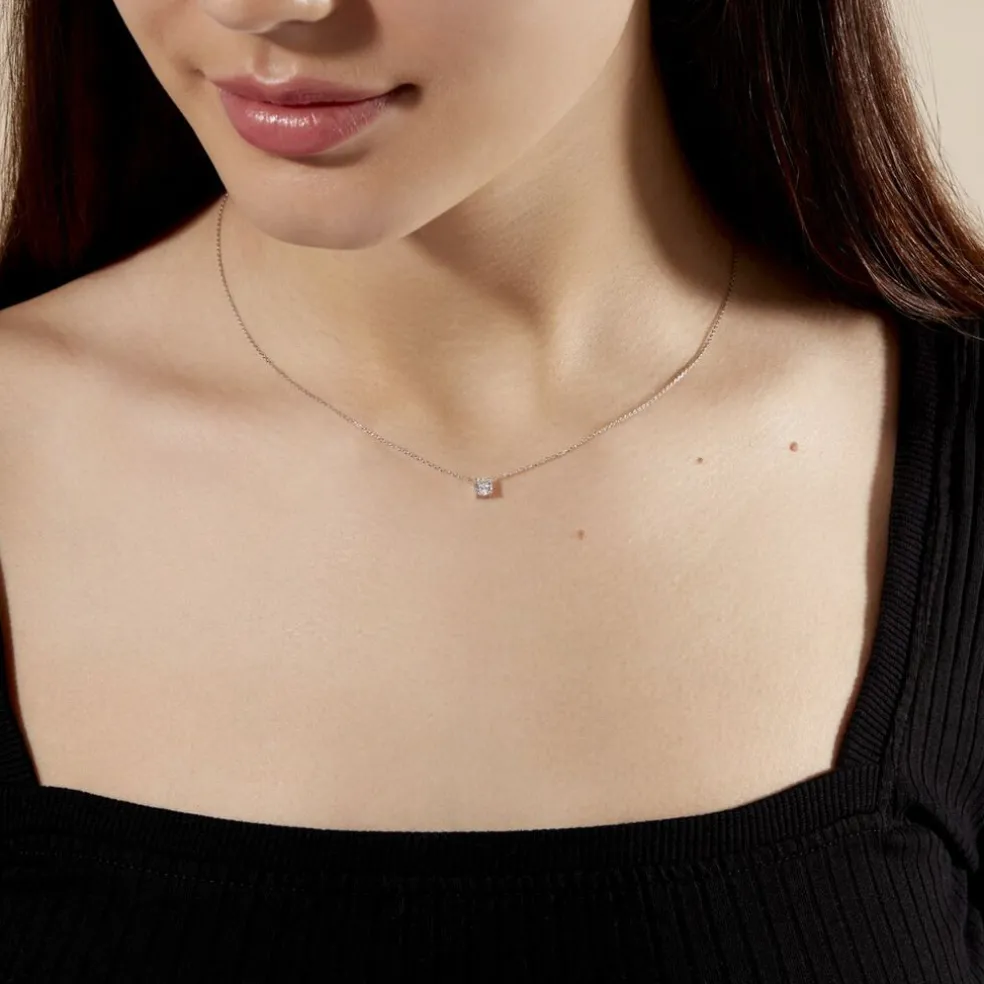 Collier Collection Aphrodite Or Blanc Diamant Synthetique