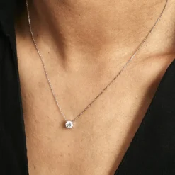 Collier Collection Aphrodite Or Blanc Diamant Synthetique