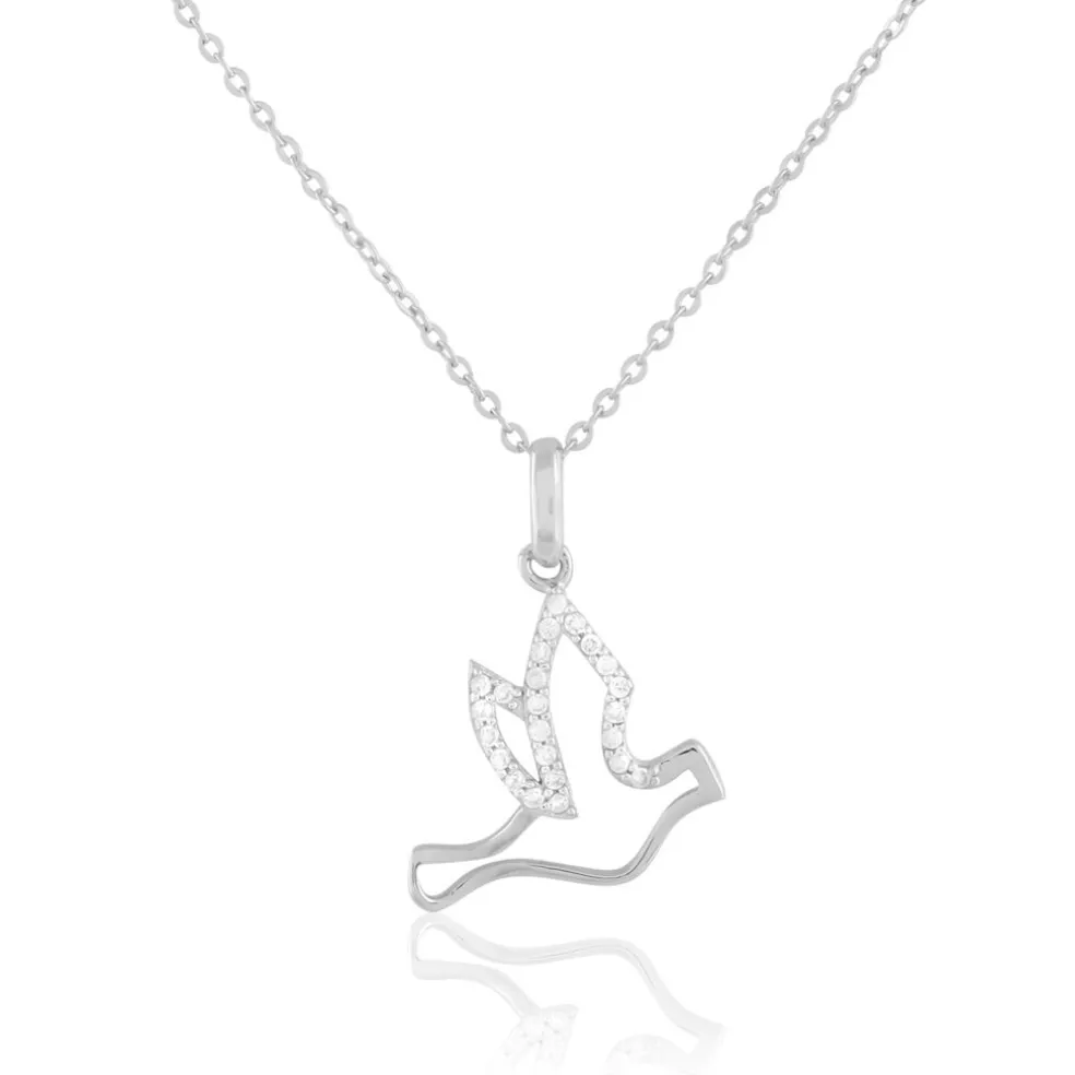 Collier Colombe Argent Blanc Oxyde De Zirconium