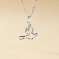 Collier Colombe Argent Blanc Oxyde De Zirconium