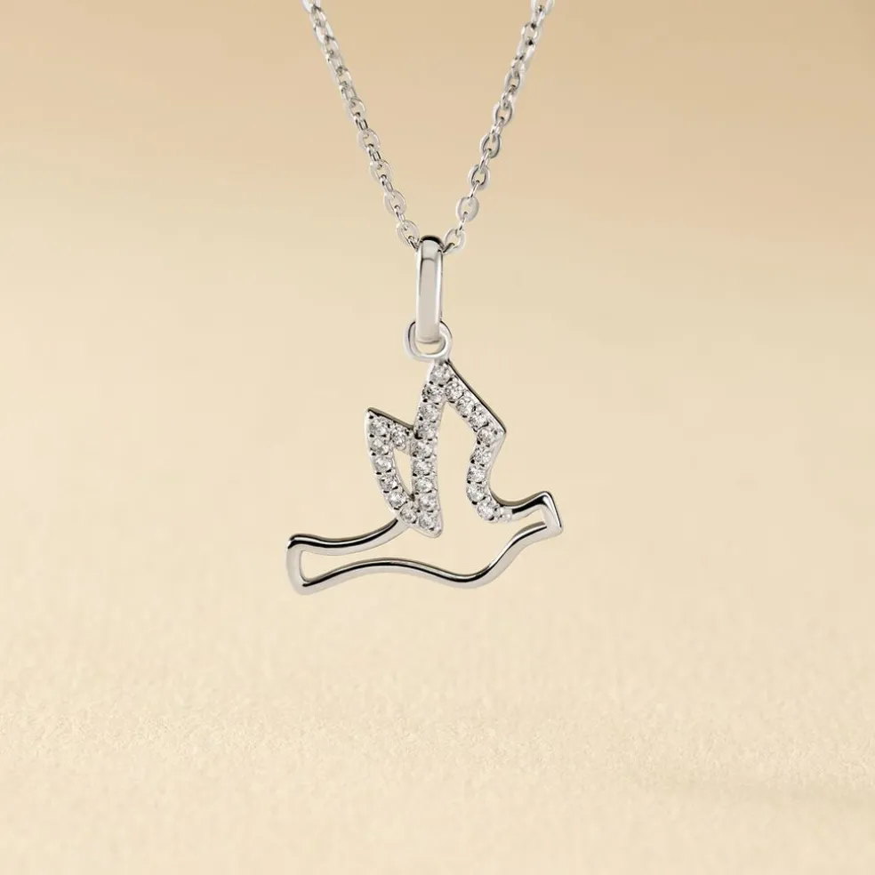 Collier Colombe Argent Blanc Oxyde De Zirconium
