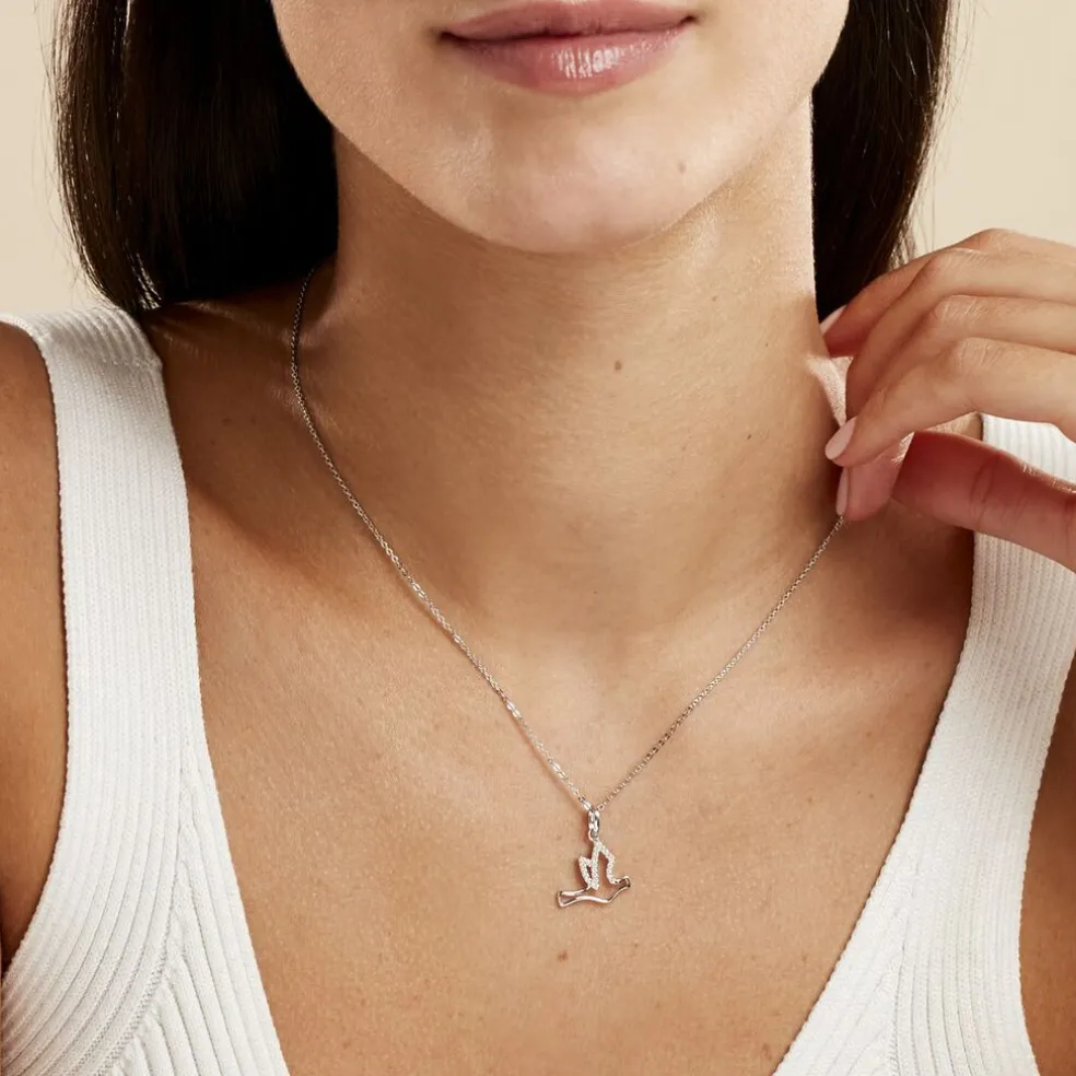 Collier Colombe Argent Blanc Oxyde De Zirconium
