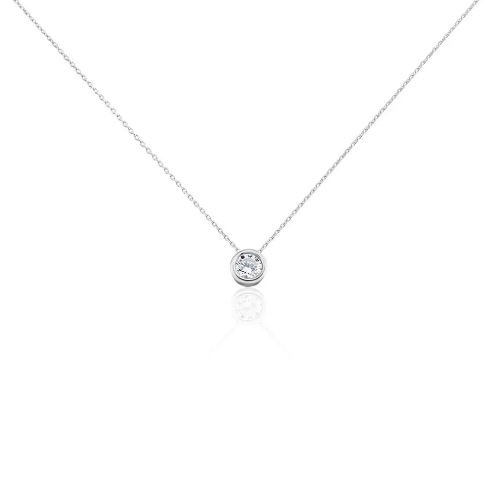 Collier Columbine Or Blanc Oxyde De Zirconium Blanc