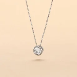 Collier Columbine Or Blanc Oxyde De Zirconium Blanc