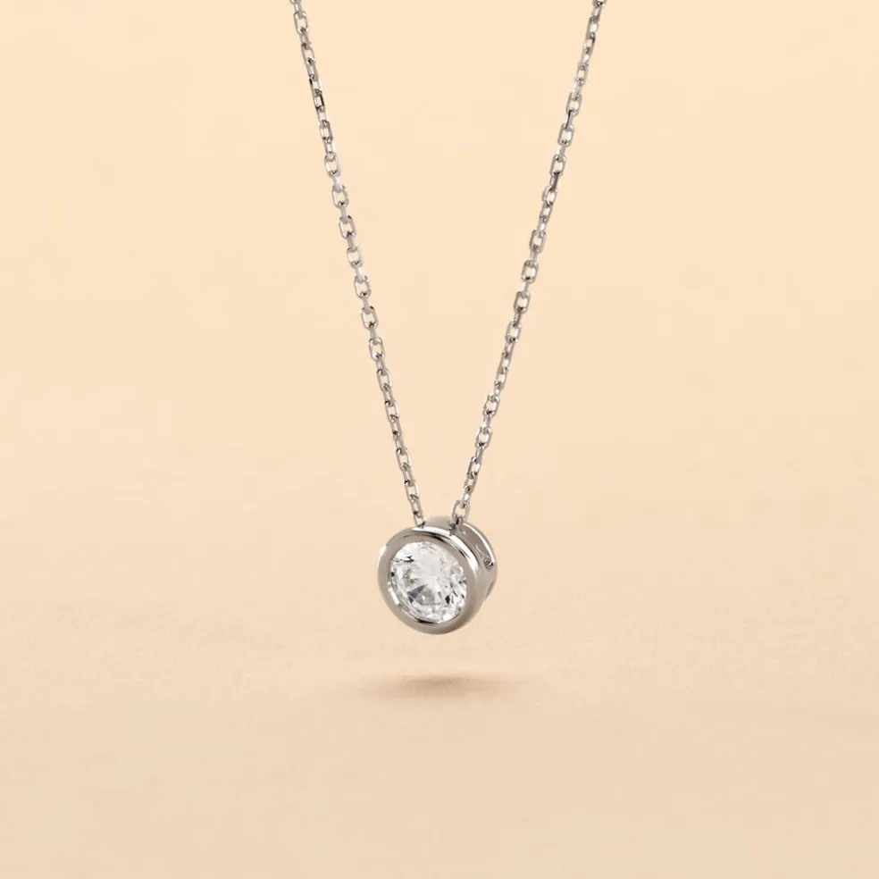 Collier Columbine Or Blanc Oxyde De Zirconium Blanc