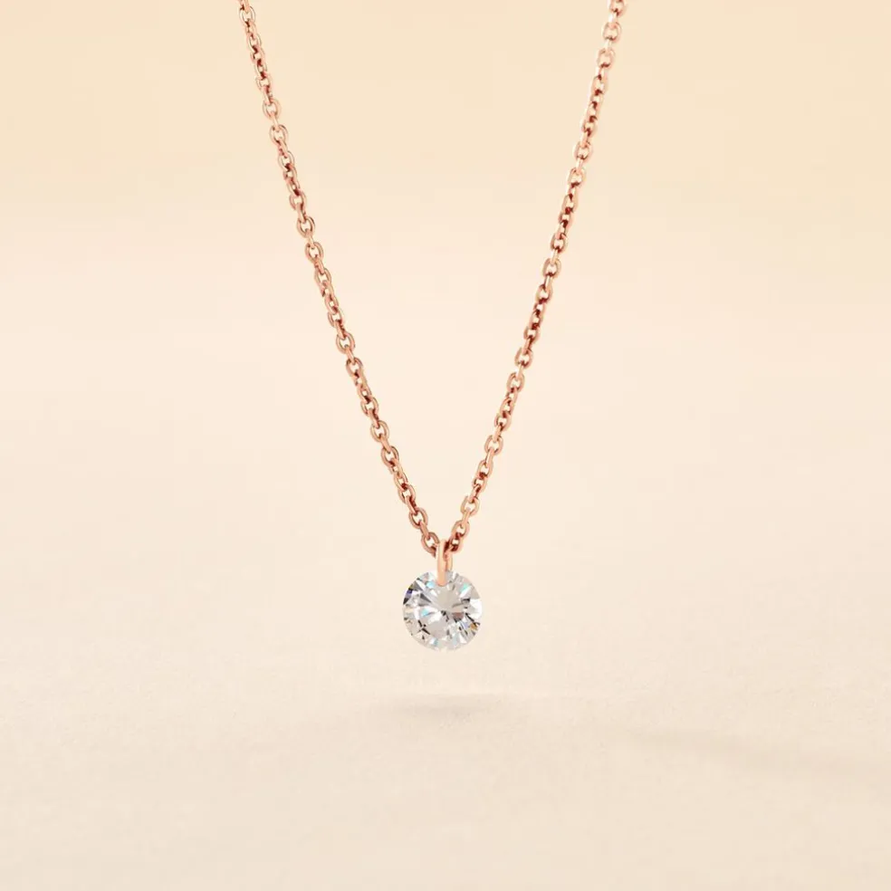 Collier Constantin Argent Rose Oxyde De Zirconium