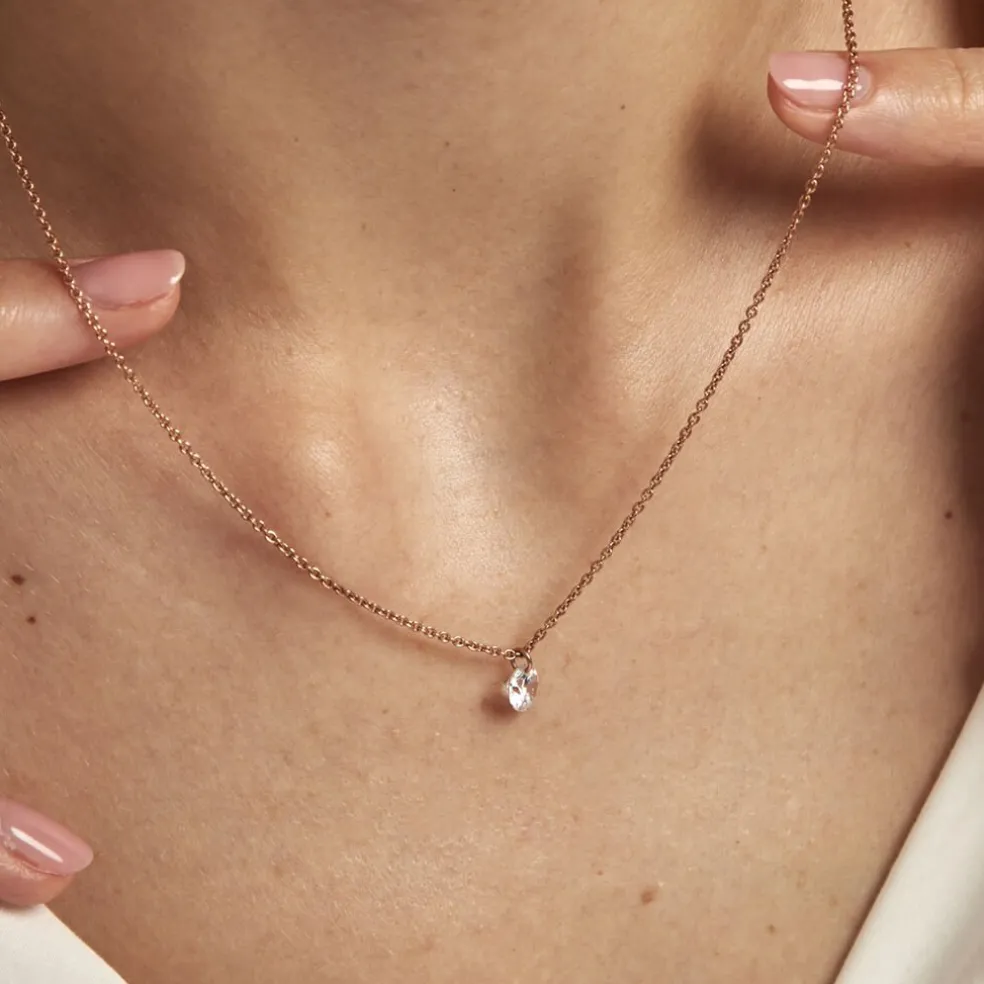 Collier Constantin Argent Rose Oxyde De Zirconium