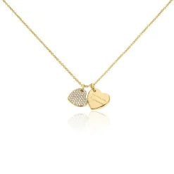 Collier Corazon Plaqué Or Jaune Oxyde De Zirconium