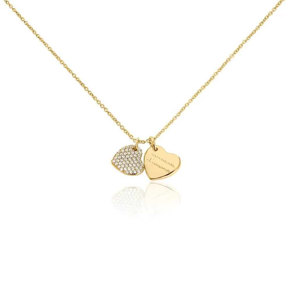 Collier Corazon Plaqué Or Jaune Oxyde De Zirconium