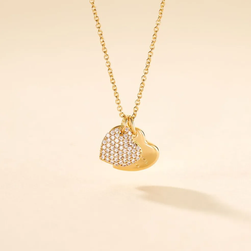 Collier Corazon Plaqué Or Jaune Oxyde De Zirconium