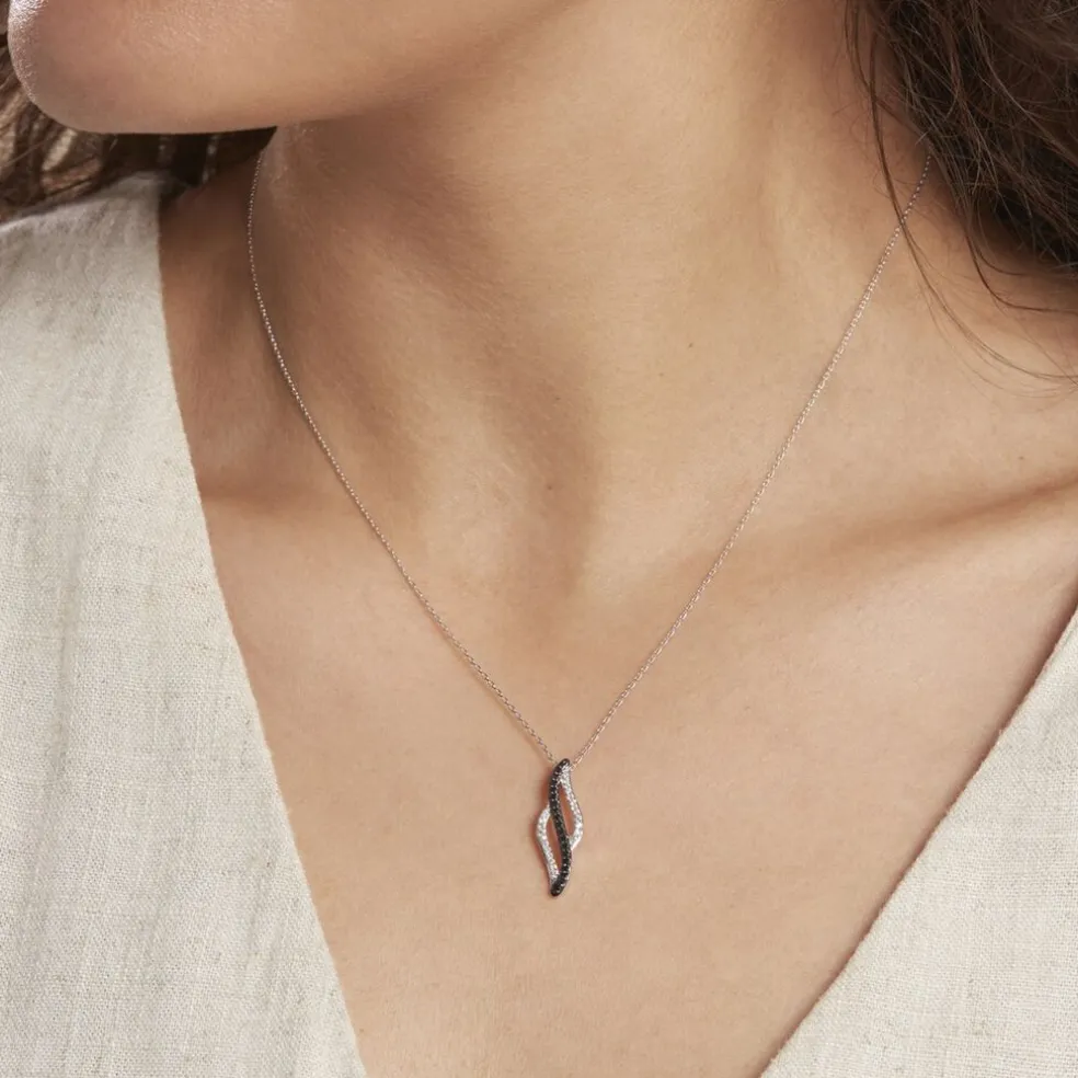 Collier Courbes Or Blanc Diamant