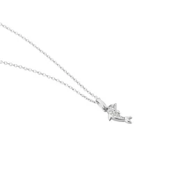 Collier Court Argent Blanc Giullia Motif Oxyde De Zirconium