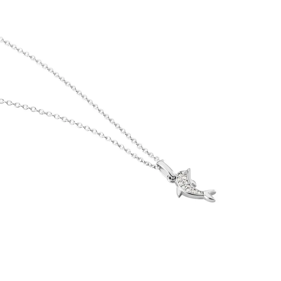 Collier Court Argent Blanc Giullia Motif Oxyde De Zirconium