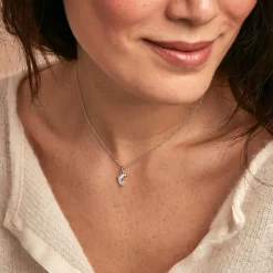 Collier Court Argent Blanc Giullia Motif Oxyde De Zirconium