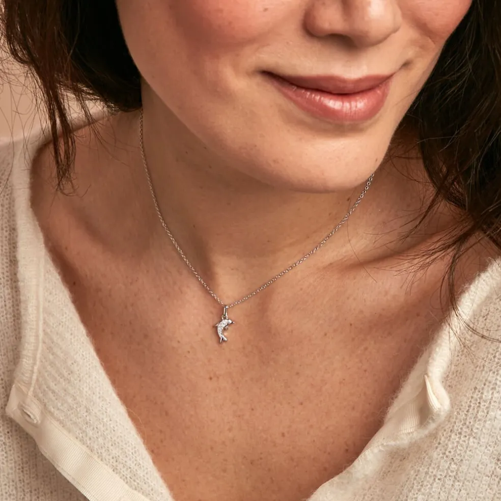 Collier Court Argent Blanc Giullia Motif Oxyde De Zirconium