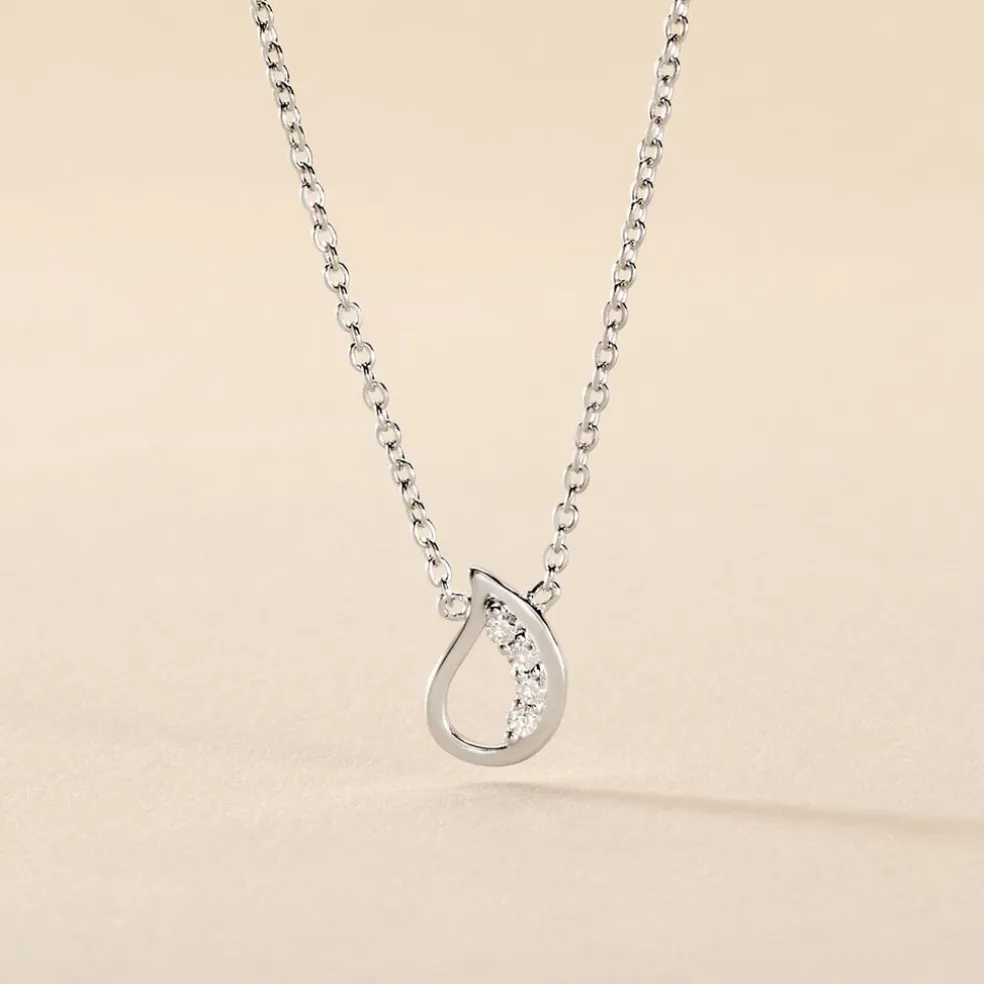 Collier Court Argent Blanc Sylvan Oxyde De Zirconium