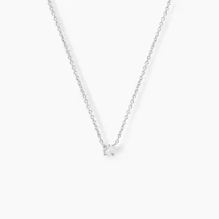 Collier Court Argent Blanc Lylwenn Oxyde De Zirconium