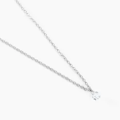 Collier Court Argent Blanc Constantin Oxyde De Zirconium