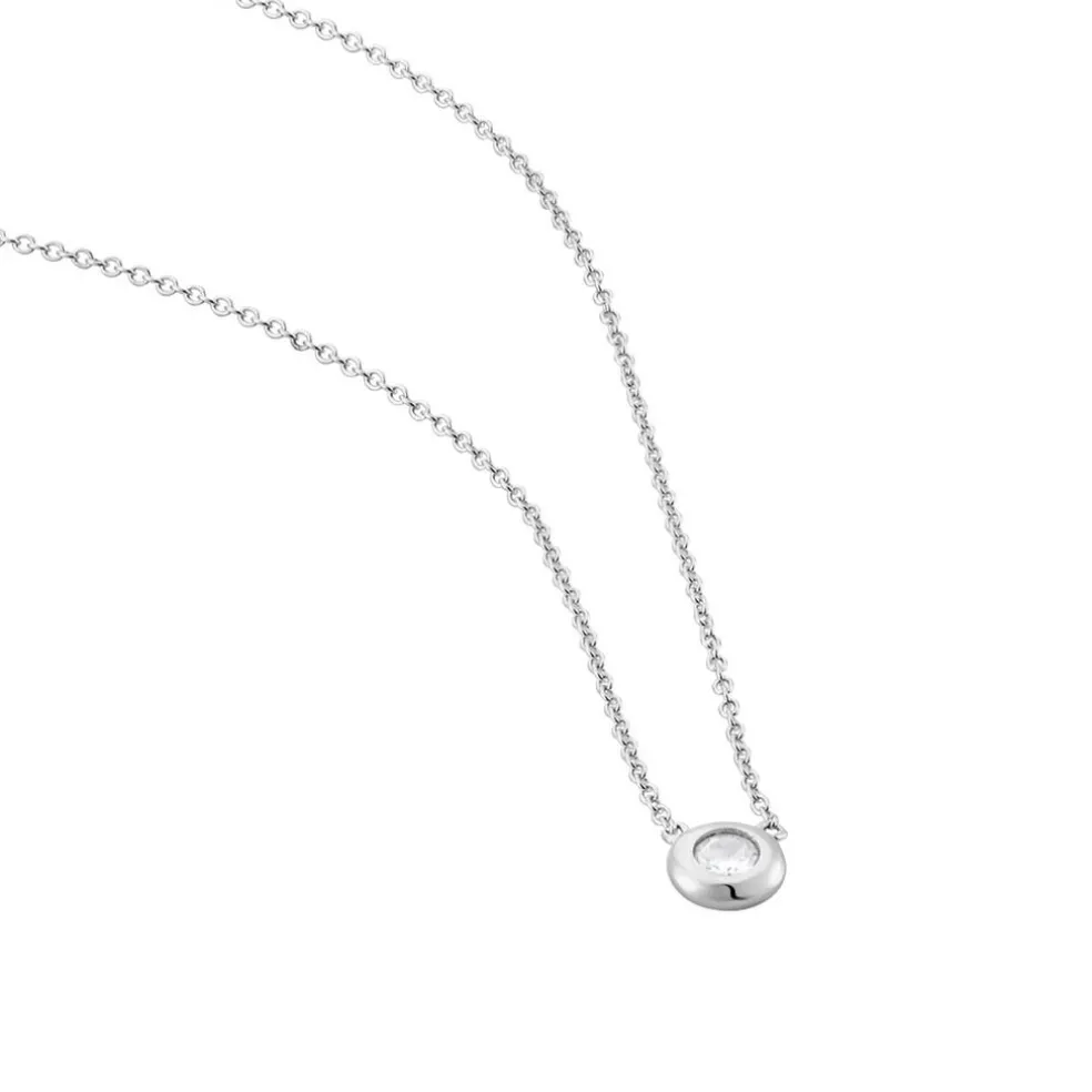 Collier Court Argent Blanc Laureano Oxyde De Zirconium